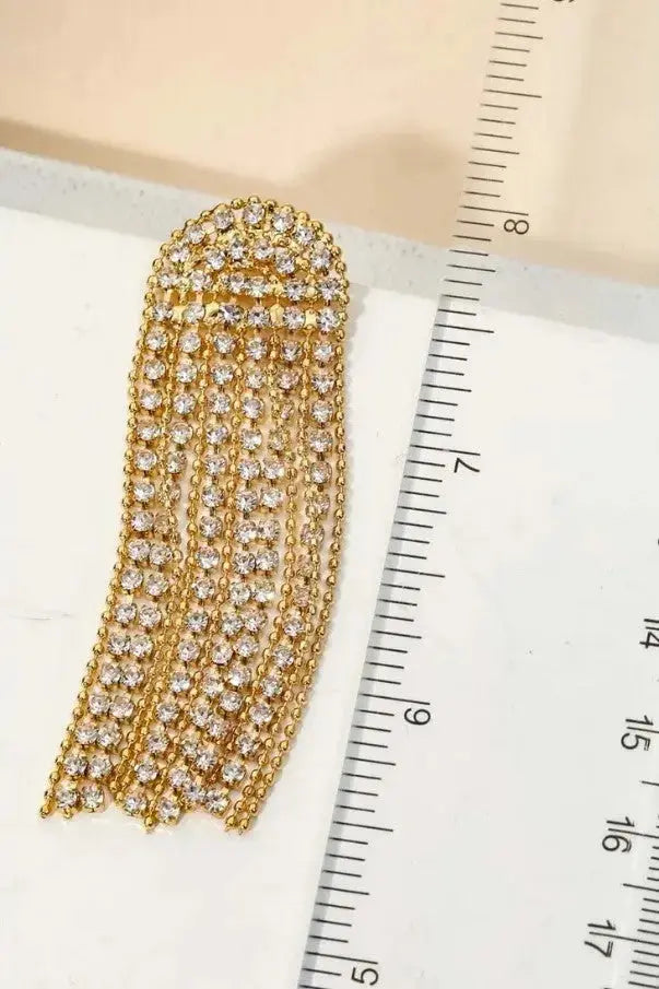 The Tiny Details Arch Rhinestone Chain Fringe Earrings