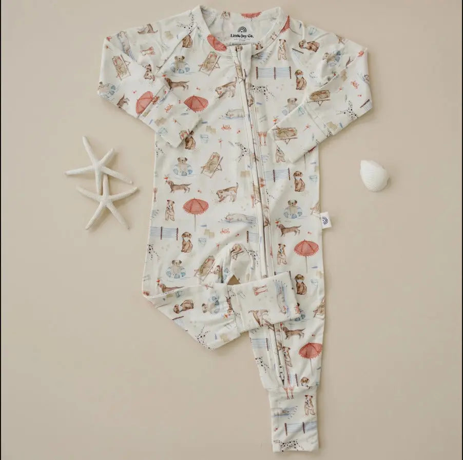 The Tiny Details Beach Pawty Bamboo Zippy Baby Pajamas