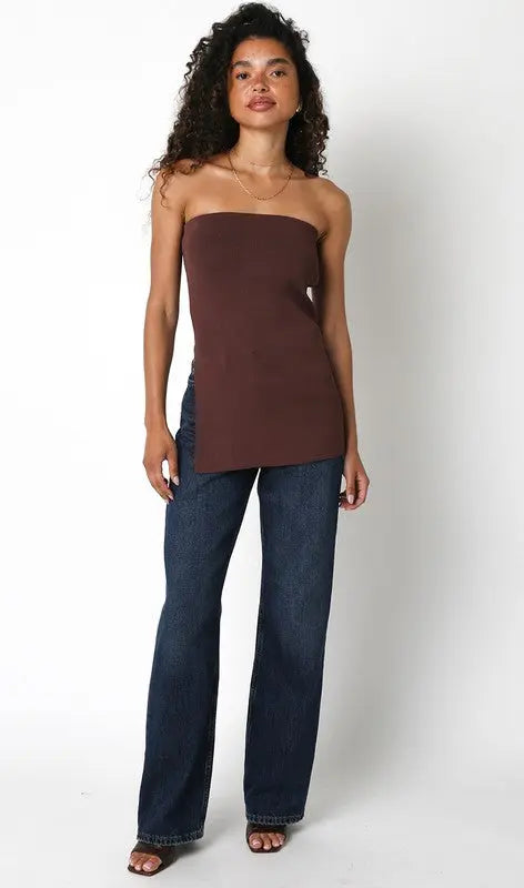 Coffee Knit Tube Top - The Tiny Details