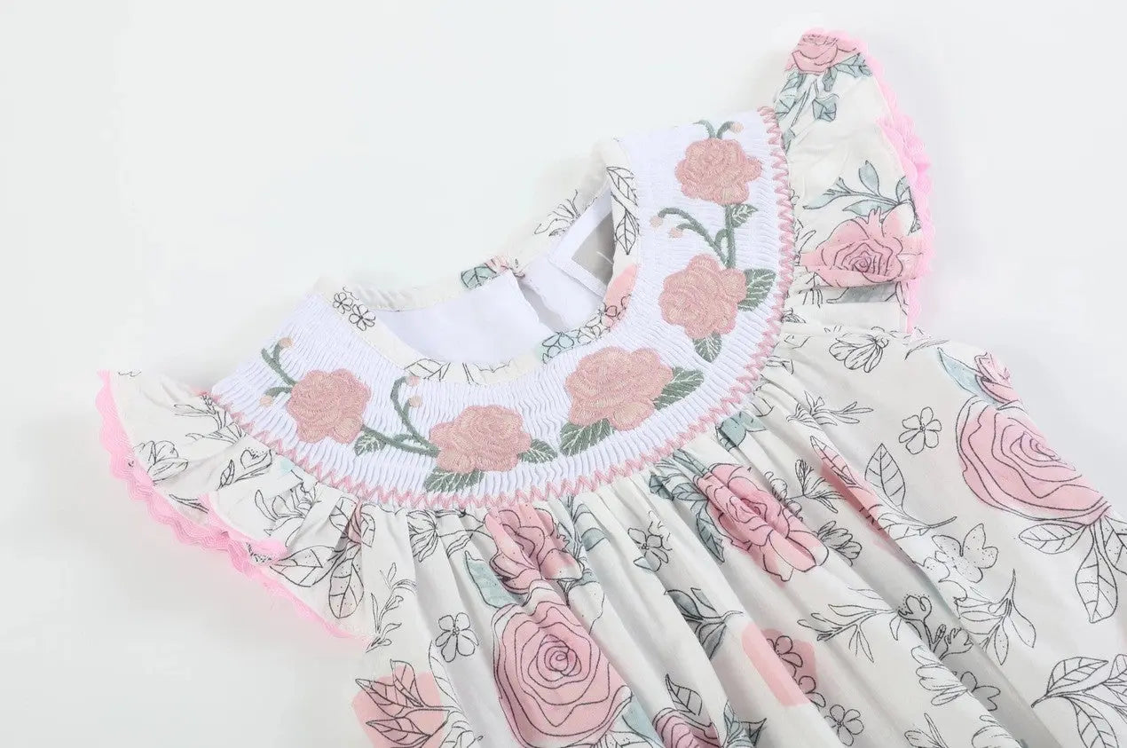Floral Printed Smocked Flutter Romper - The Tiny Details