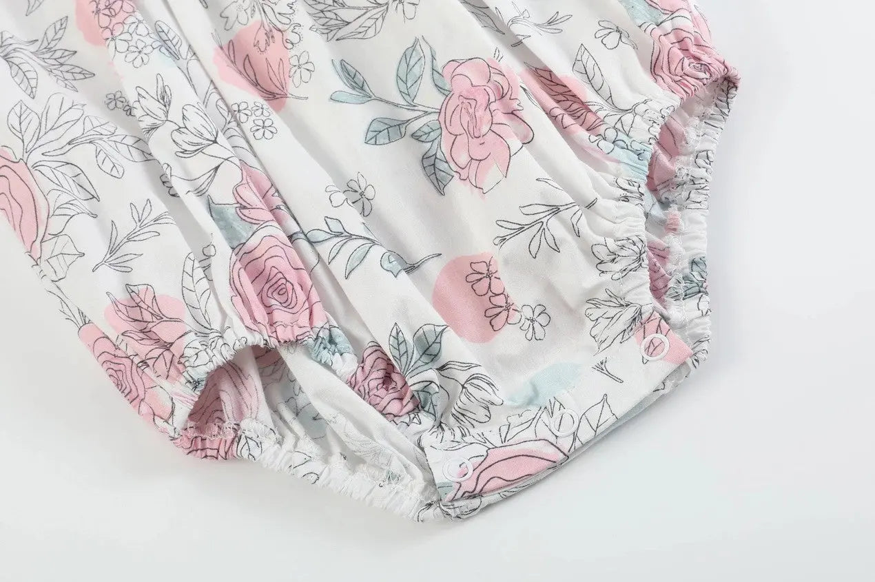 Floral Printed Smocked Flutter Romper - The Tiny Details