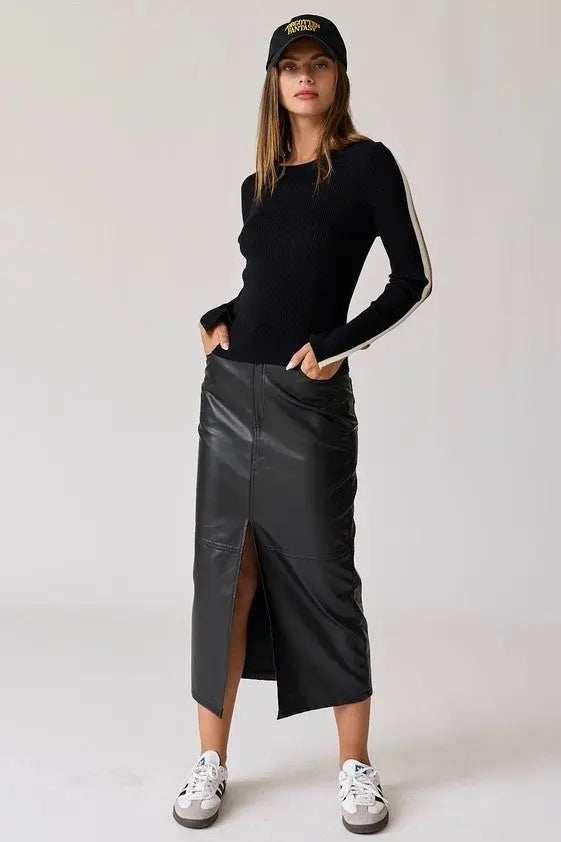 Isla Slim Fit Striped Rib Knit Top - The Tiny Details