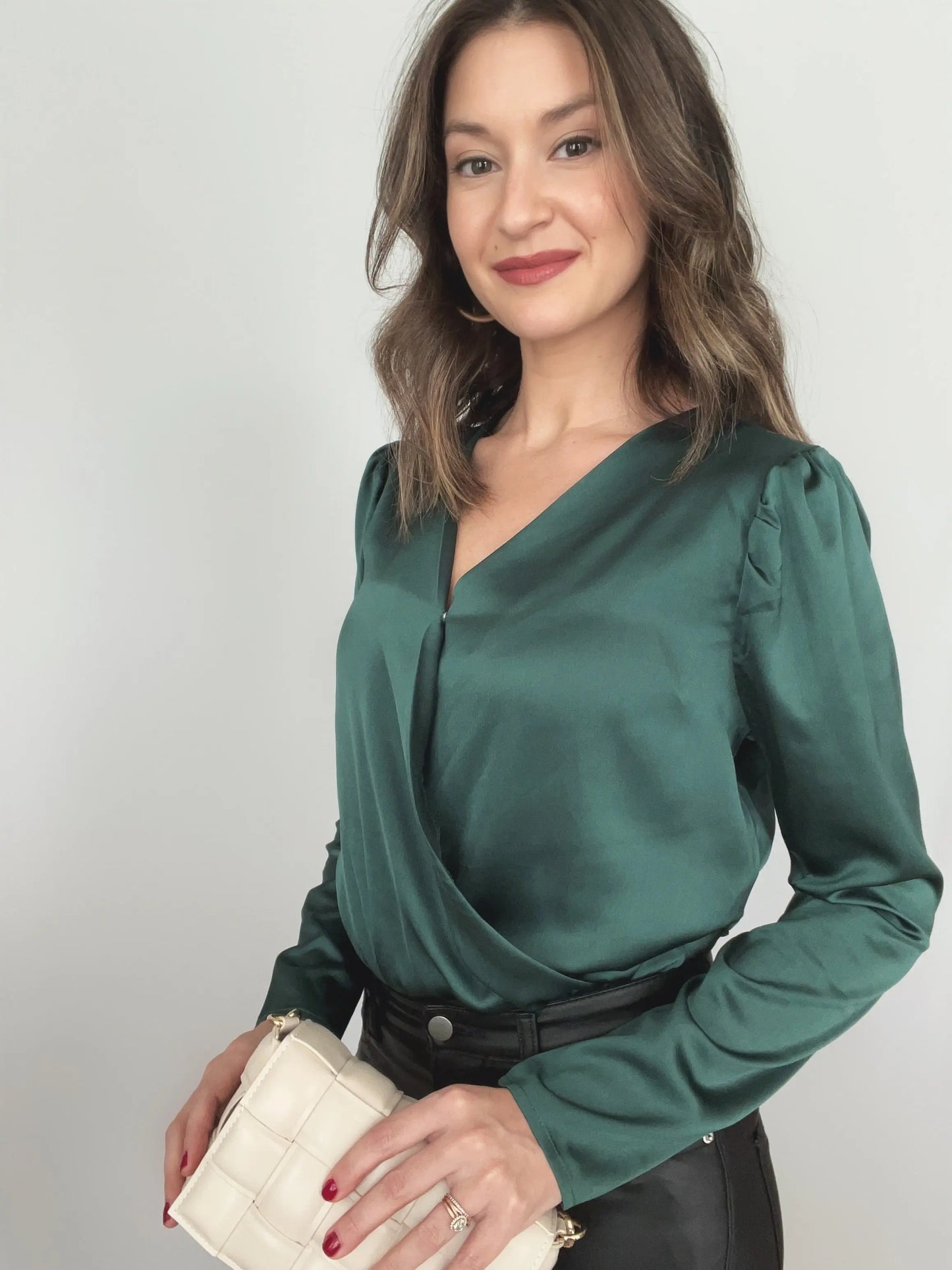 The Tiny Details Long Sleeve Satin Bodysuit