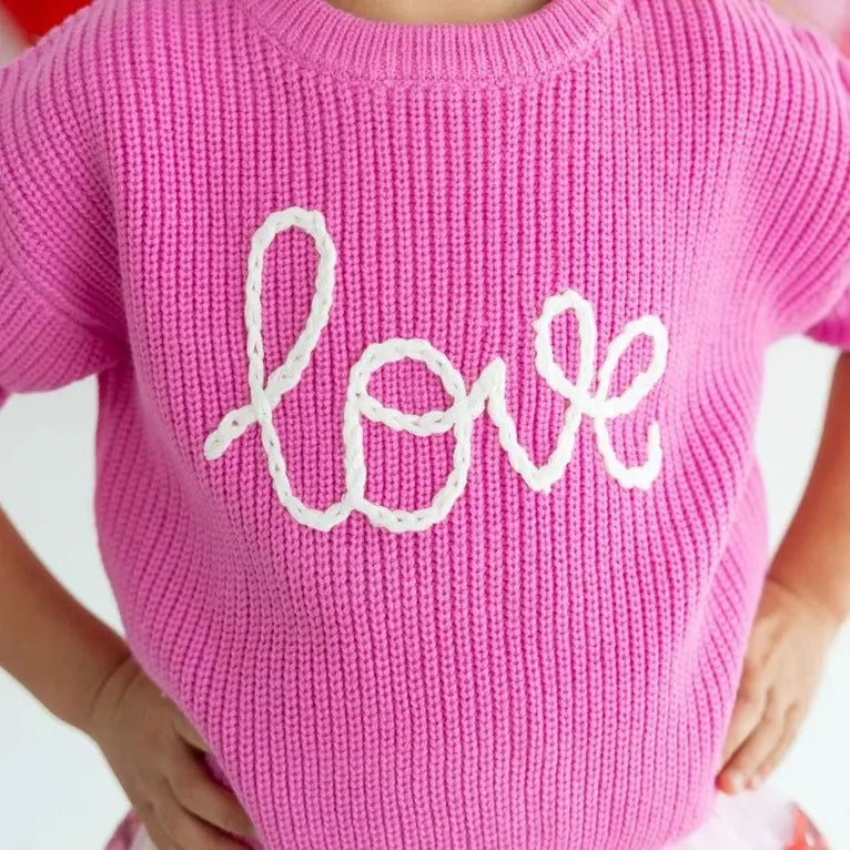Love Script Knit Baby Sweater - The Tiny Details