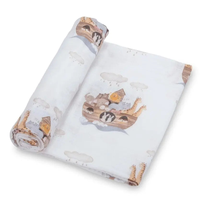 Noah's Ark Baby Swaddle Blanket - The Tiny Details