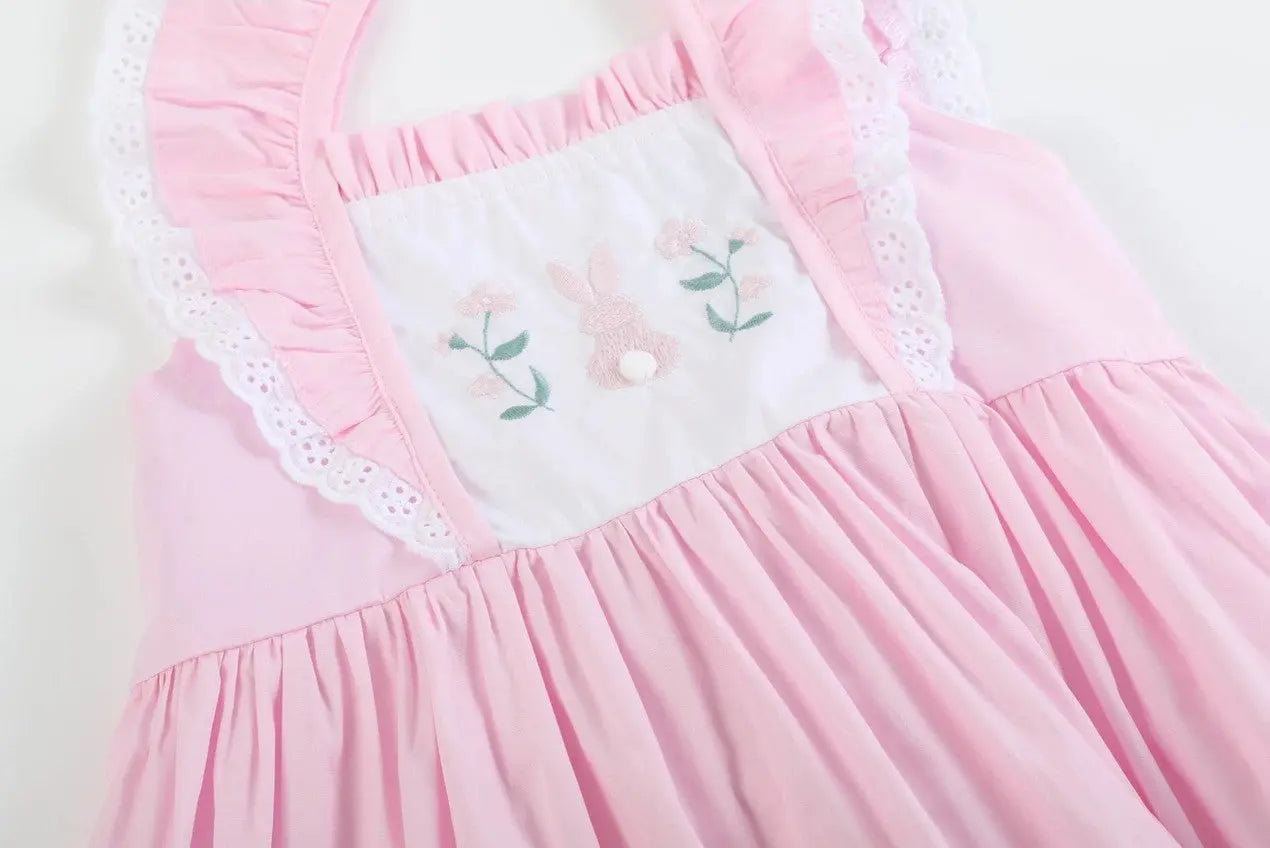 Pink Bunny Ruffle Shoulder Dress - The Tiny Details