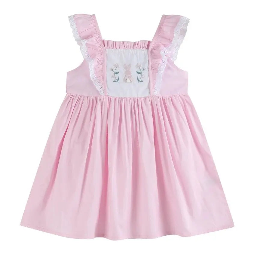 Pink Bunny Ruffle Shoulder Dress - The Tiny Details