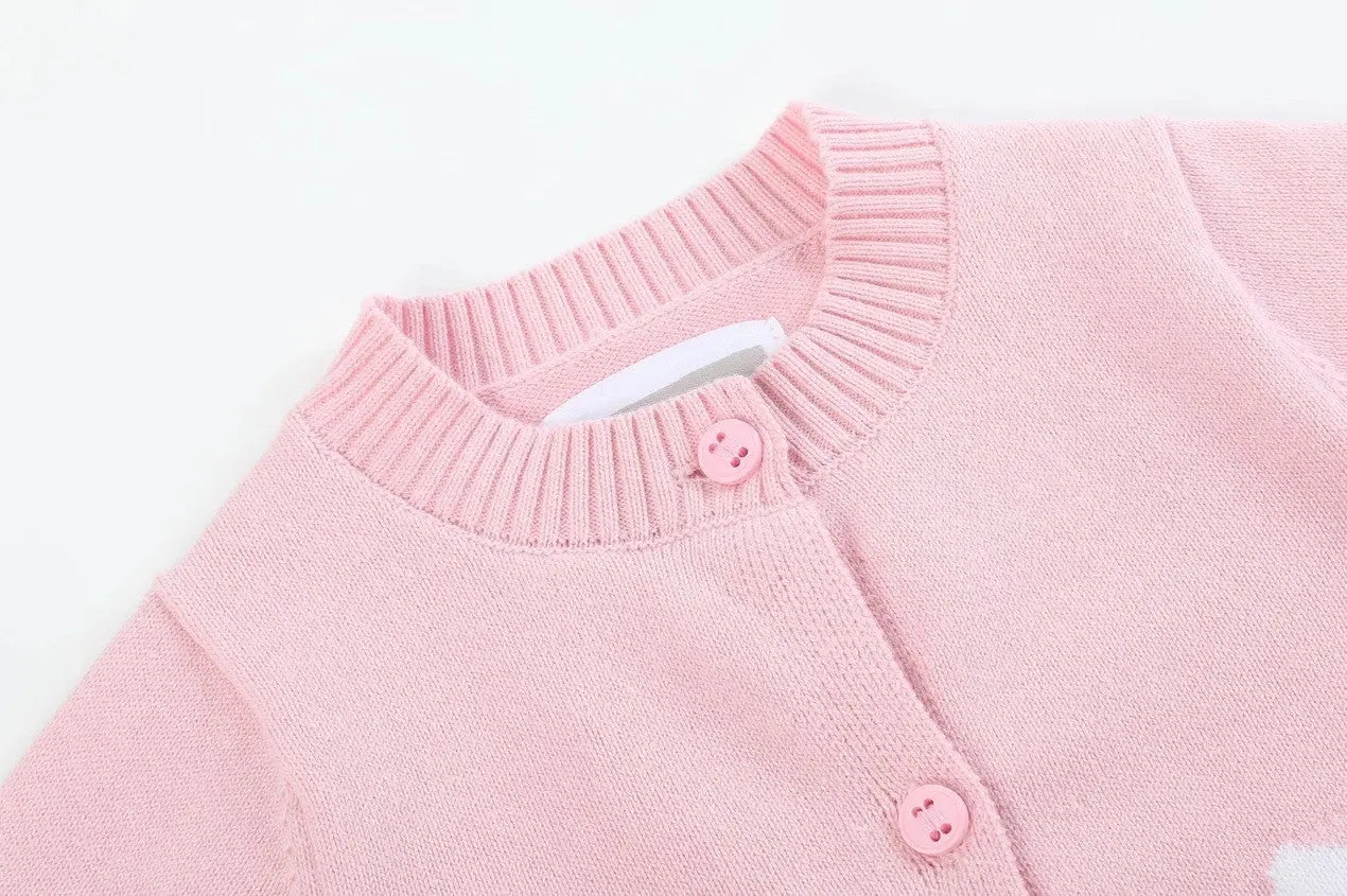 Pink Knit Easter Bunny Cardigan - The Tiny Details