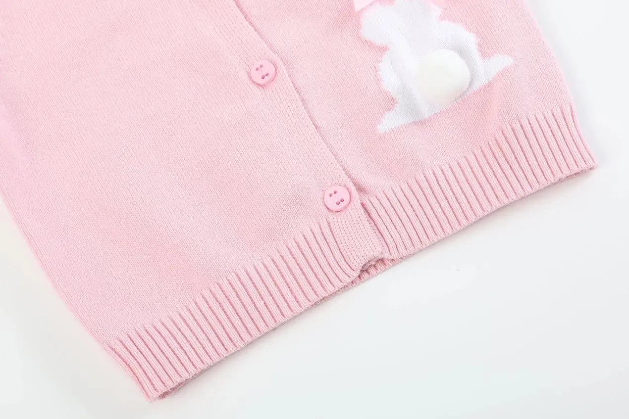Pink Knit Easter Bunny Cardigan - The Tiny Details