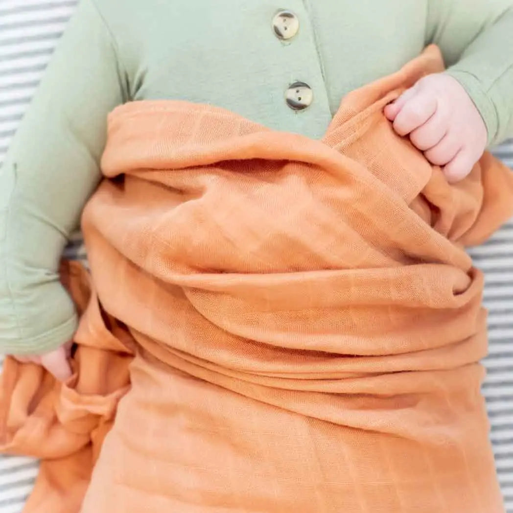The Tiny Details Burnt Orange Bamboo Muslin Swaddle
