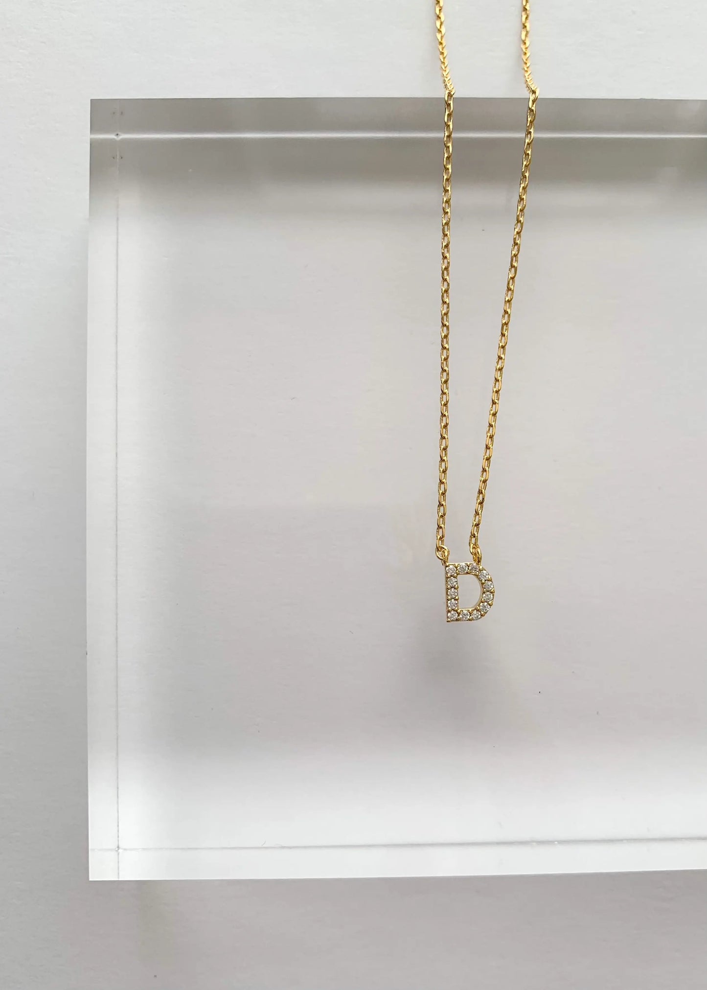 The Tiny Details Crystal Initial Pendant Gold Necklace