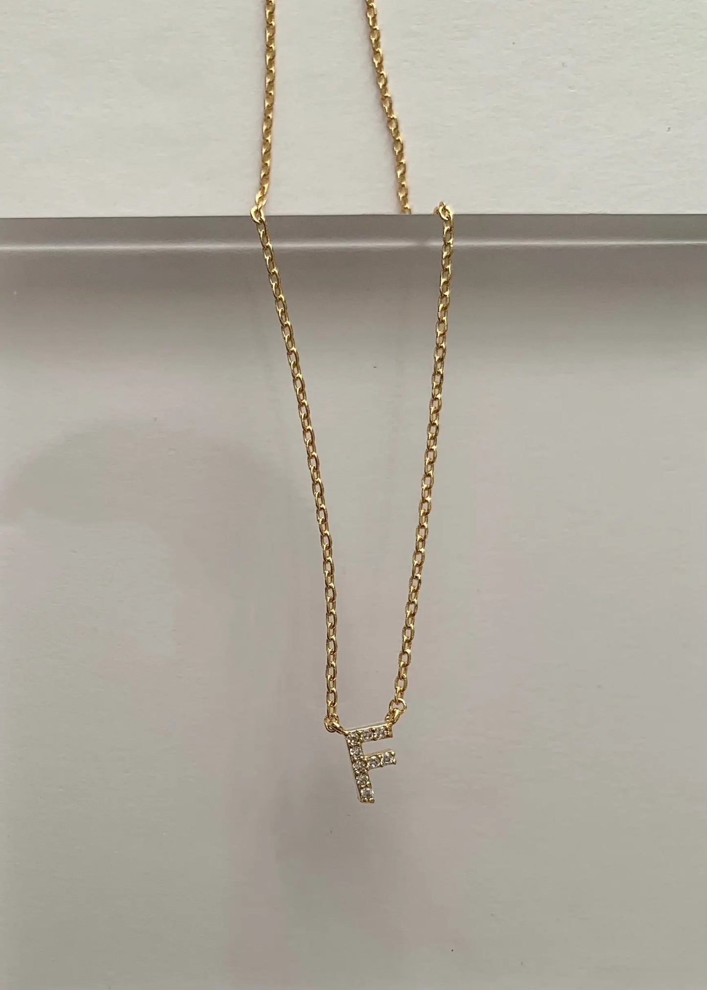 The Tiny Details Crystal Initial Pendant Gold Necklace