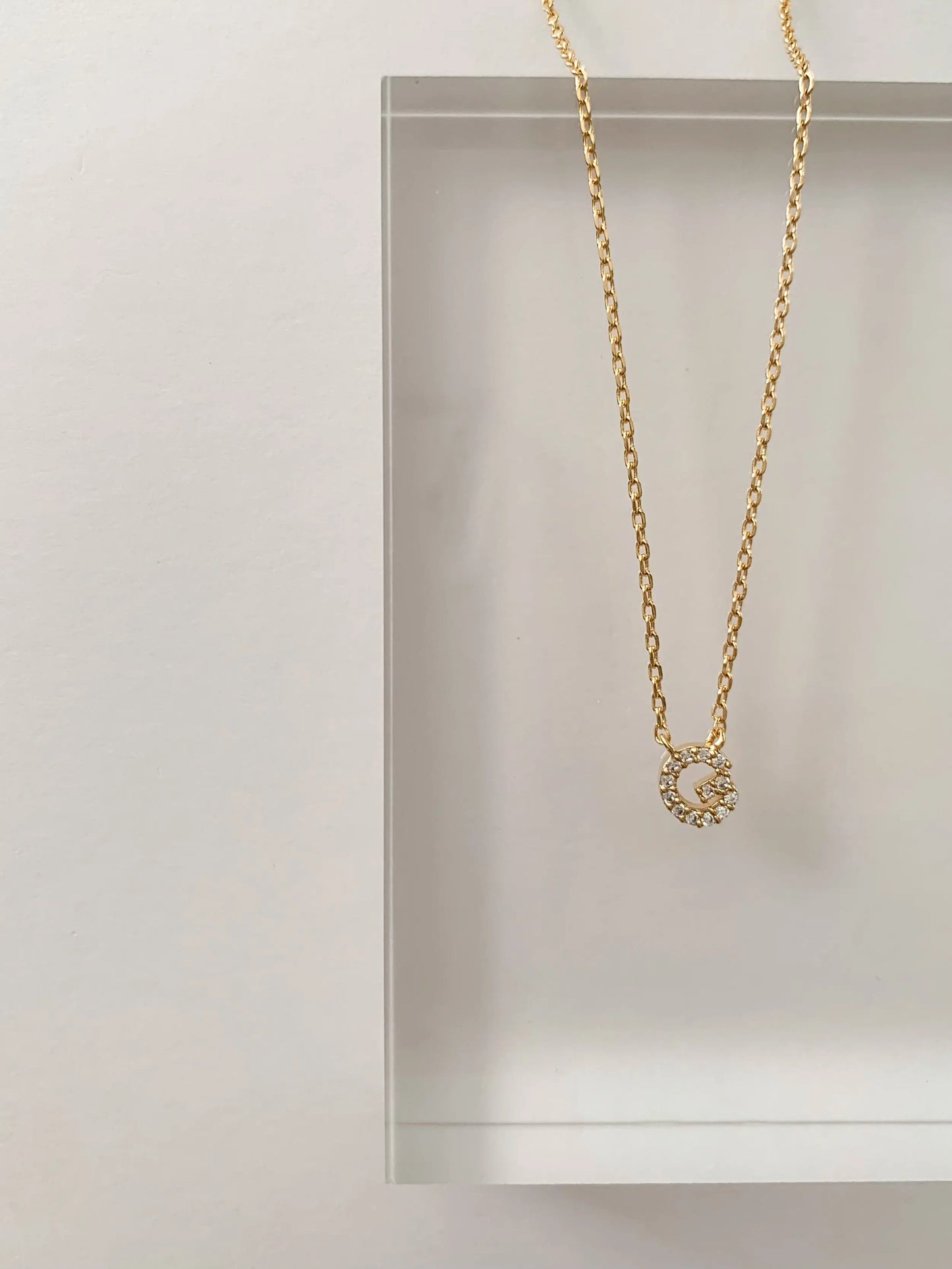 The Tiny Details Crystal Initial Pendant Gold Necklace