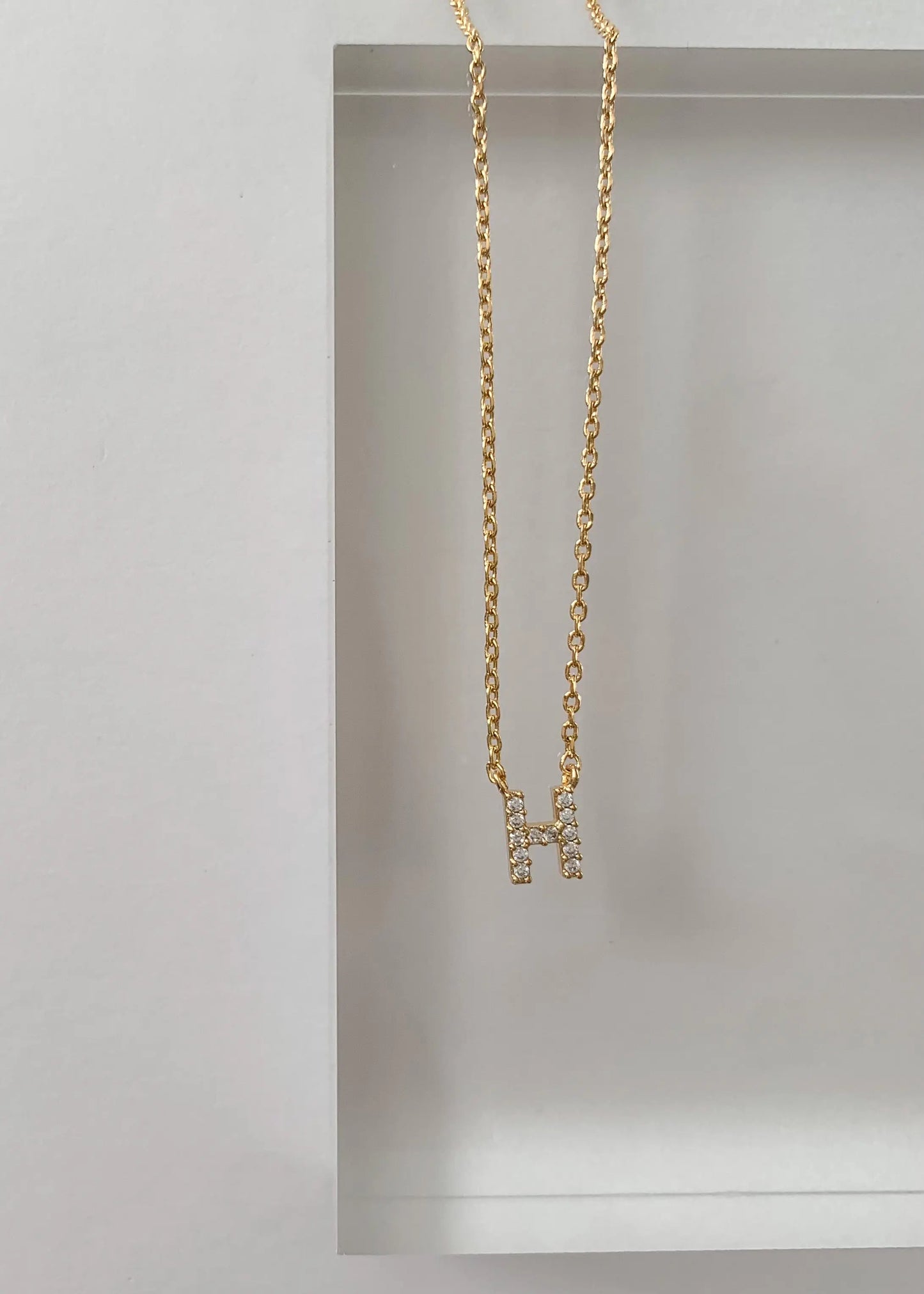 The Tiny Details Crystal Initial Pendant Gold Necklace