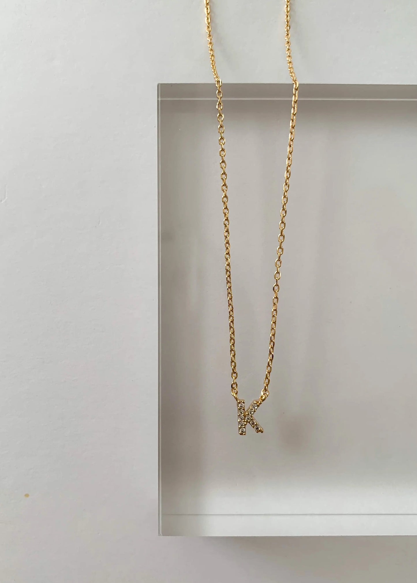 The Tiny Details Crystal Initial Pendant Gold Necklace