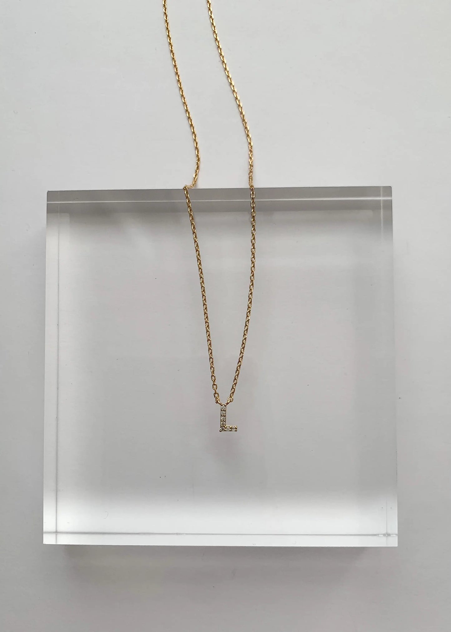 The Tiny Details Crystal Initial Pendant Gold Necklace