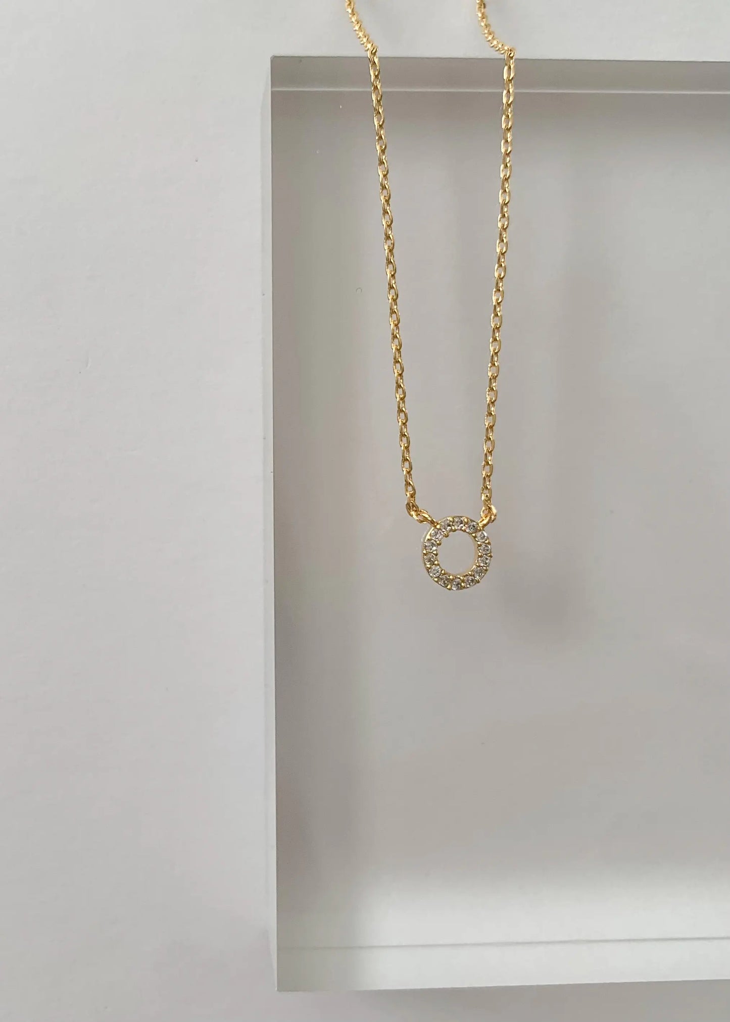 The Tiny Details Crystal Initial Pendant Gold Necklace
