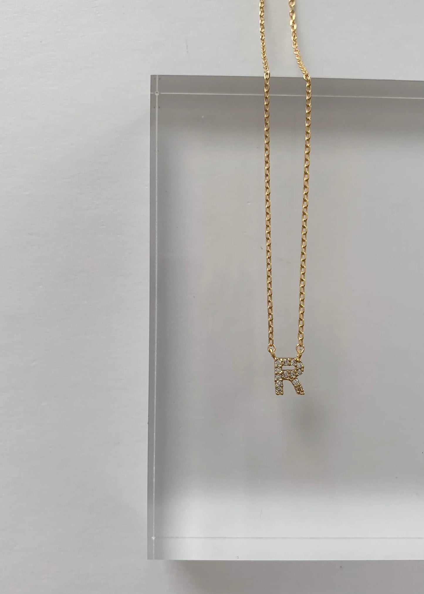 The Tiny Details Crystal Initial Pendant Gold Necklace
