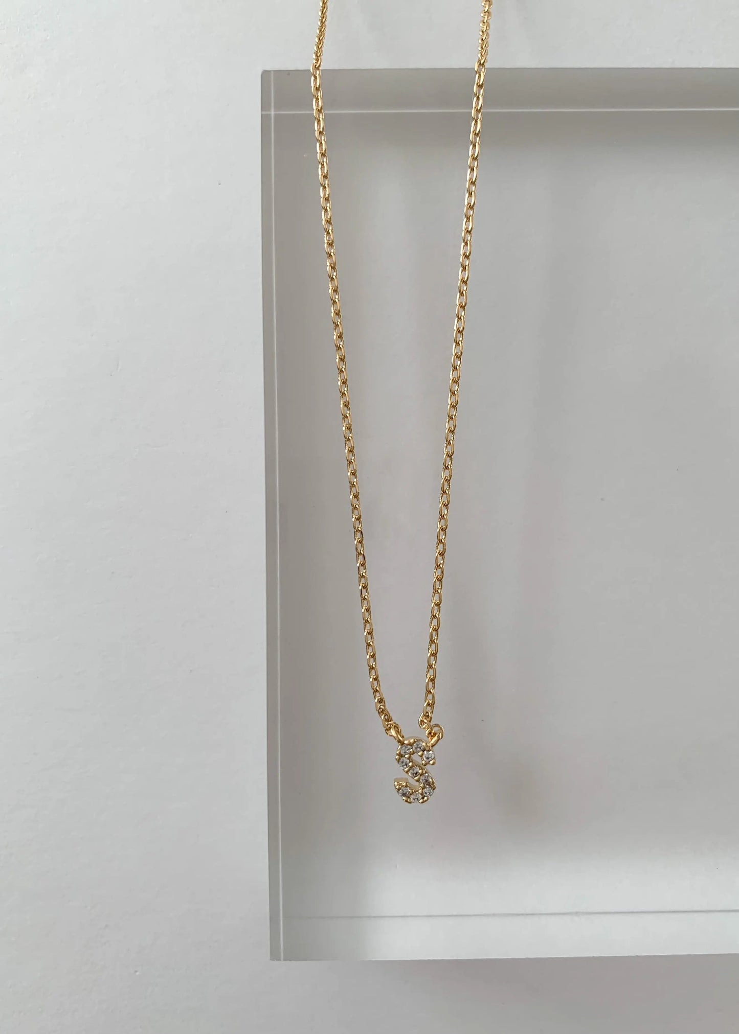 The Tiny Details Crystal Initial Pendant Gold Necklace