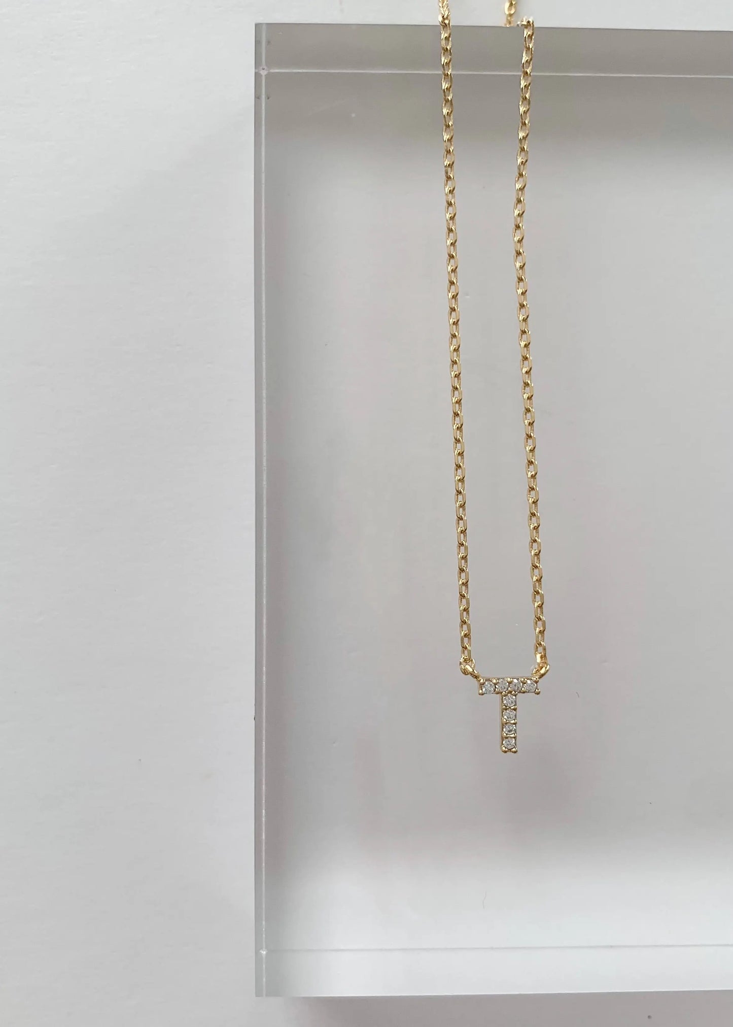 The Tiny Details Crystal Initial Pendant Gold Necklace