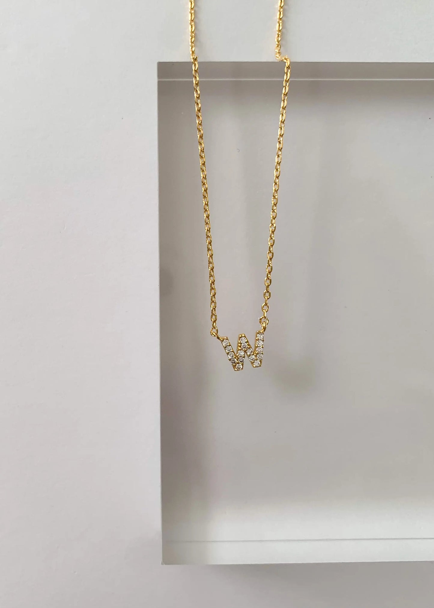 The Tiny Details Crystal Initial Pendant Gold Necklace