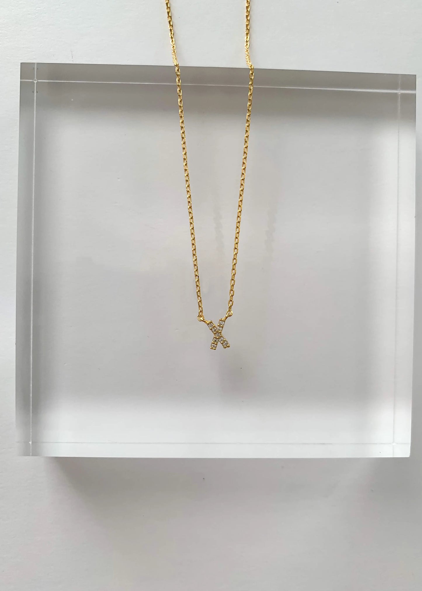 The Tiny Details Crystal Initial Pendant Gold Necklace