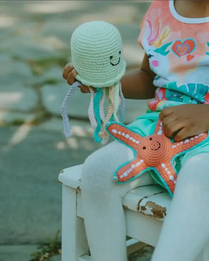 The Tiny Details Jellyfish Knitted Baby Rattle