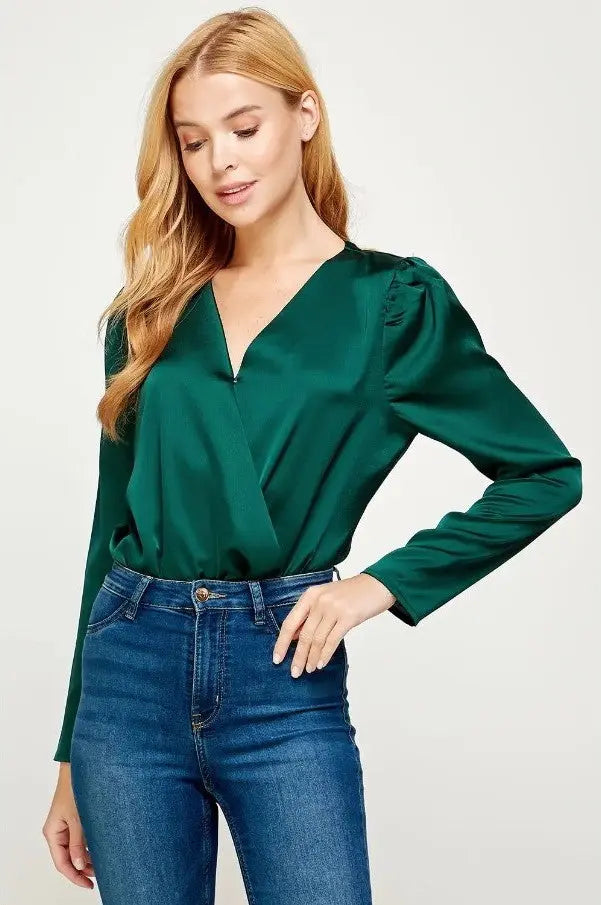 The Tiny Details Long Sleeve Satin Bodysuit