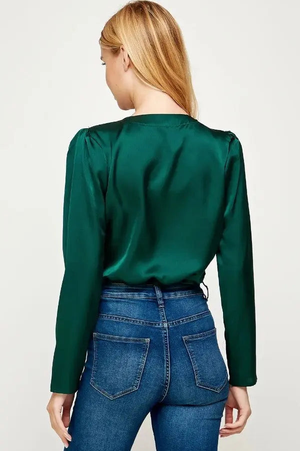 The Tiny Details Long Sleeve Satin Bodysuit
