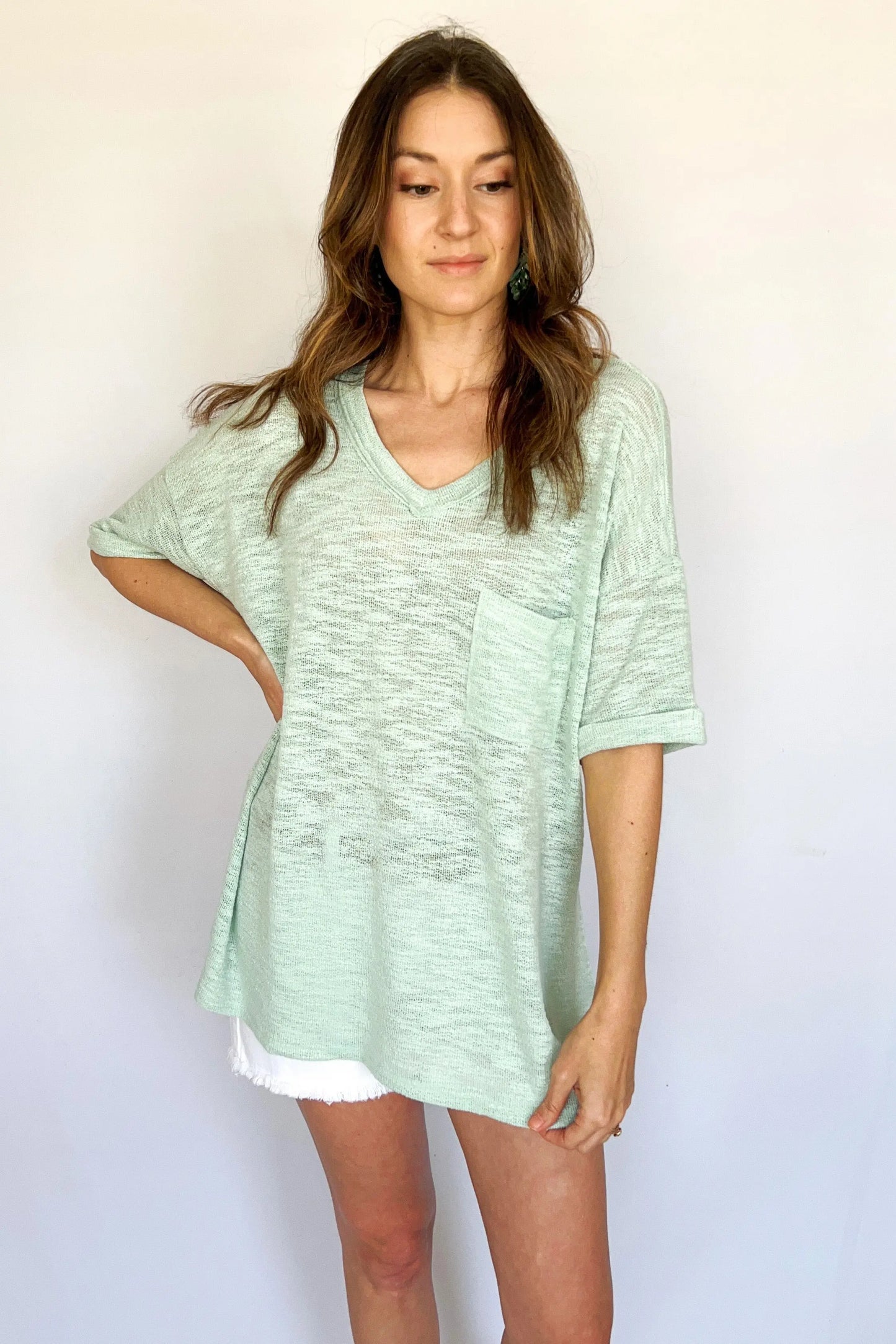 The Tiny Details Mint Relaxed Short Sleeve Pocket Tee