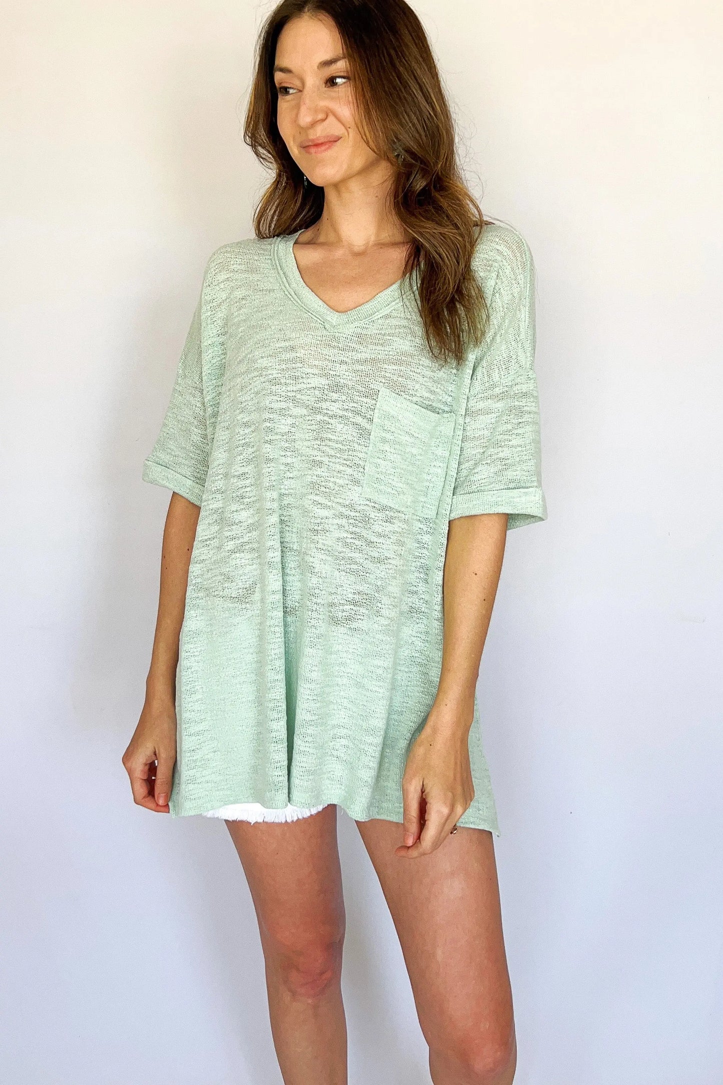 The Tiny Details Mint Relaxed Short Sleeve Pocket Tee