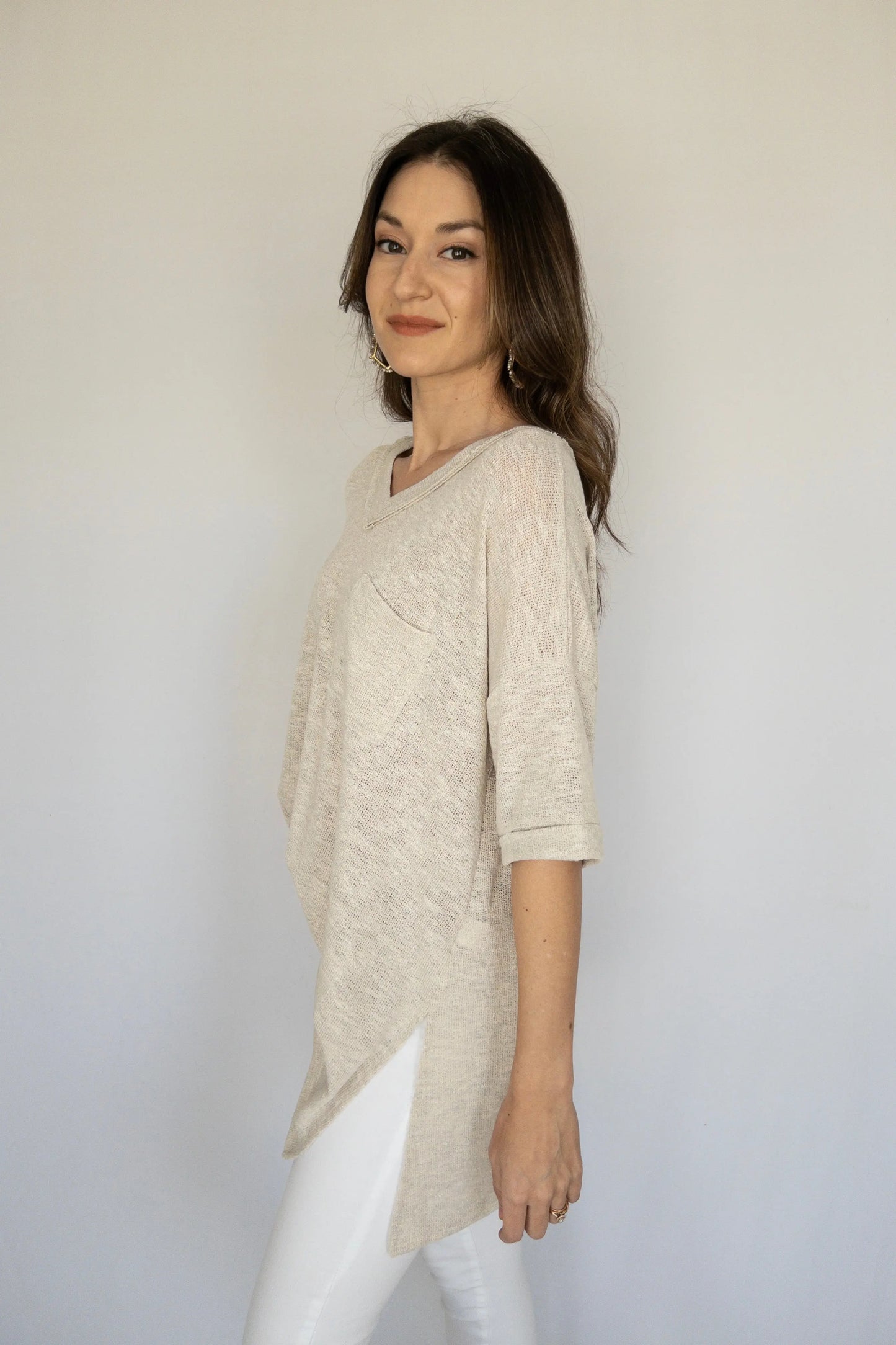 The Tiny Details Oatmeal Relaxed Short Sleeve Pocket Tee