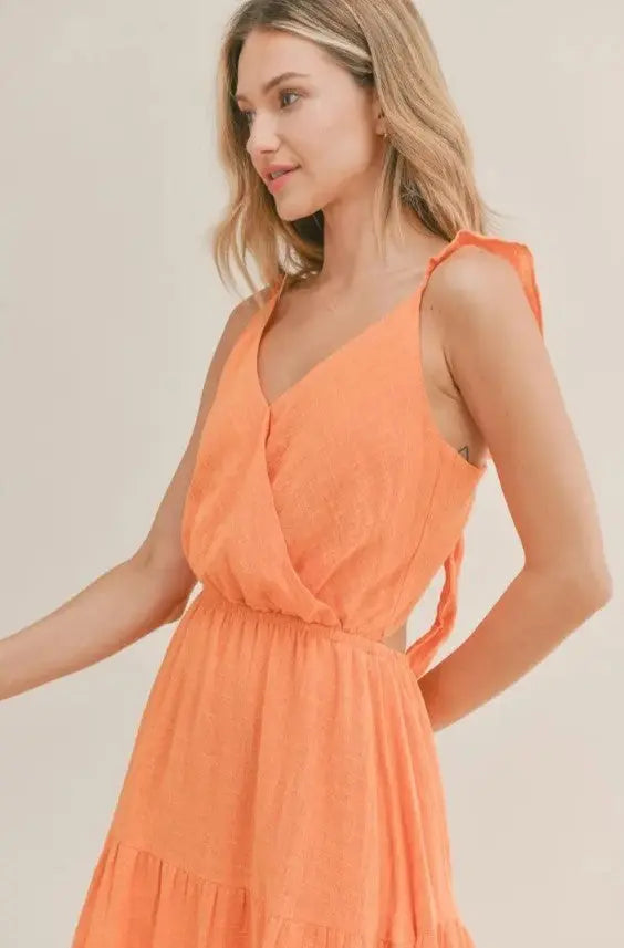 The Tiny Details Orange So Cal Midi Dress