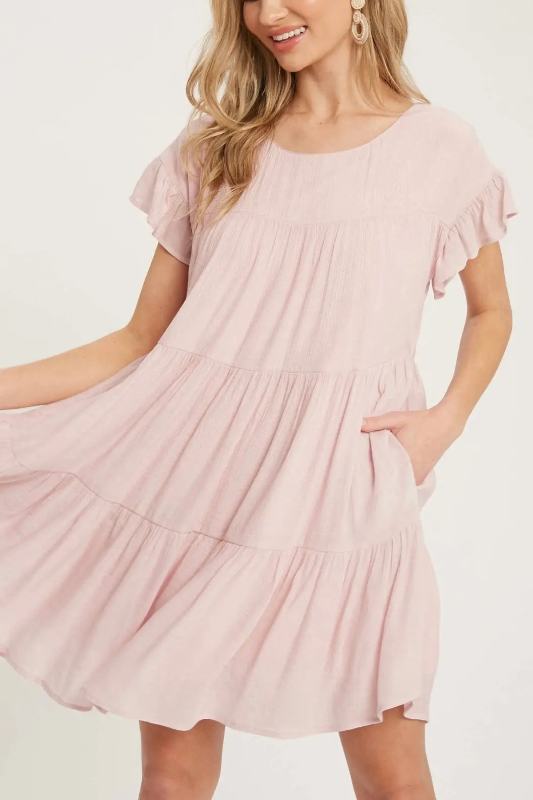 The Tiny Details Ruffle Hem Tiered Baby-Doll Dress