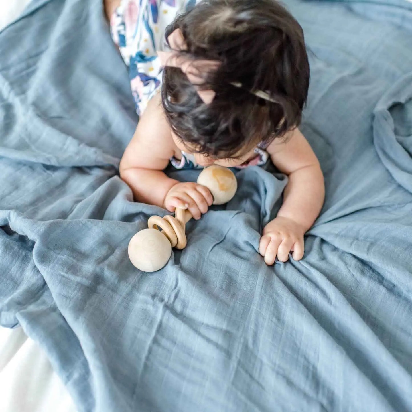 The Tiny Details Steel Grey Muslin Baby Blanket