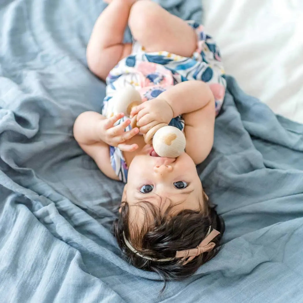 The Tiny Details Steel Grey Muslin Baby Blanket