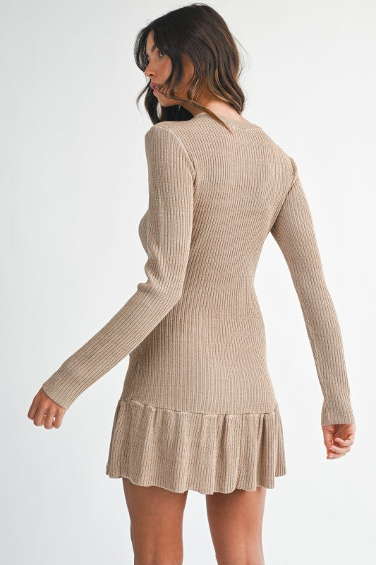 Lurex Ribbed Knit Long Sleeve Mini Dress - The Tiny Details