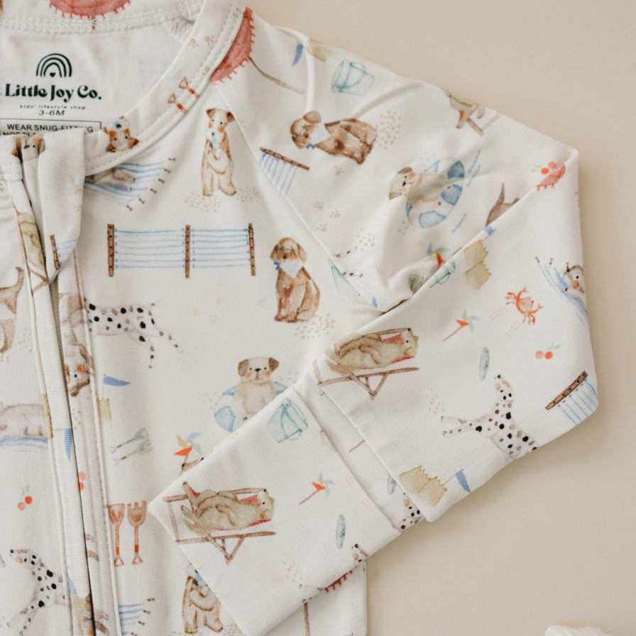 Beach Pawty Bamboo Zippy Baby Pajamas - The Tiny Details