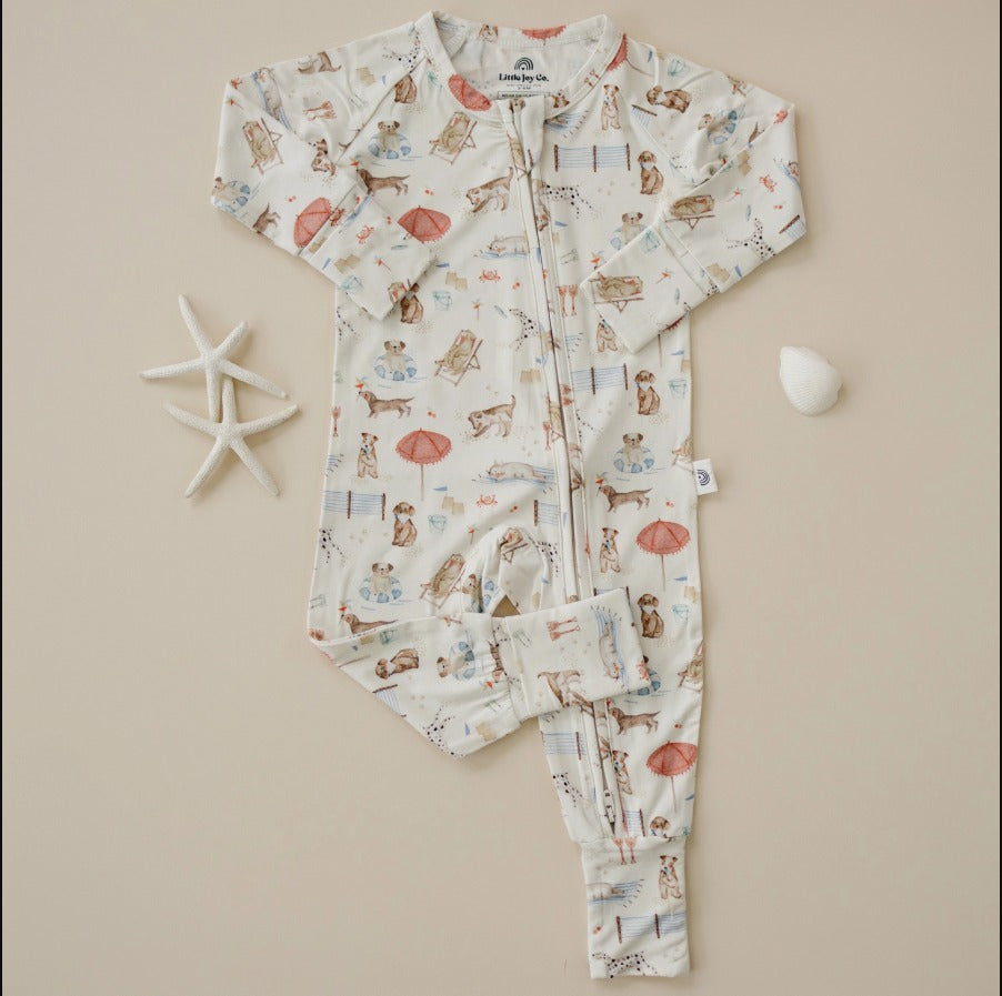 Beach Pawty Bamboo Zippy Baby Pajamas - The Tiny Details