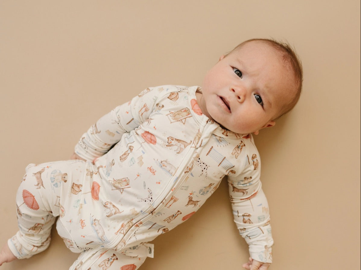 Beach Pawty Bamboo Zippy Baby Pajamas - The Tiny Details