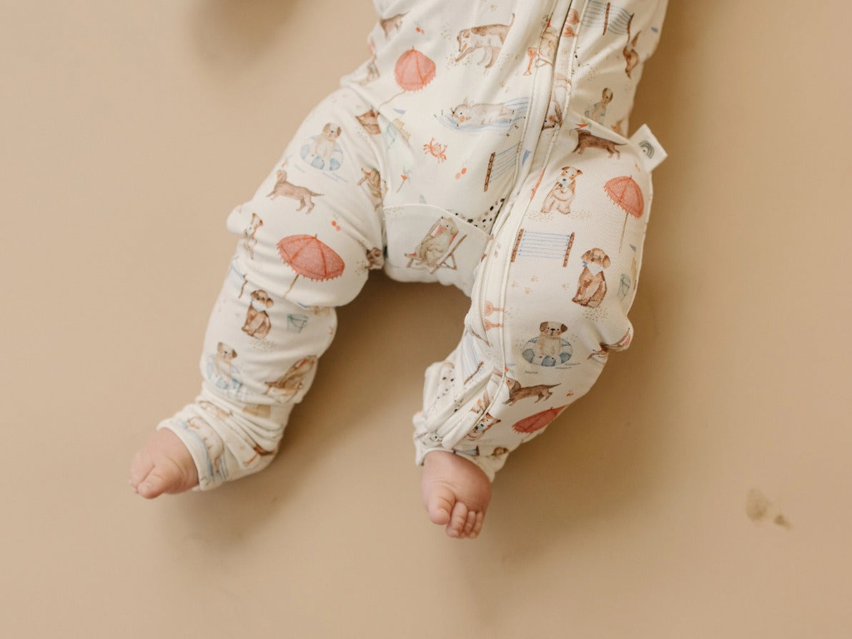 Beach Pawty Bamboo Zippy Baby Pajamas - The Tiny Details