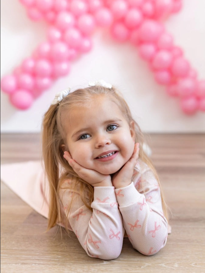 Blushing Bows 2pc Ribbed Bamboo Pajamas - The Tiny Details