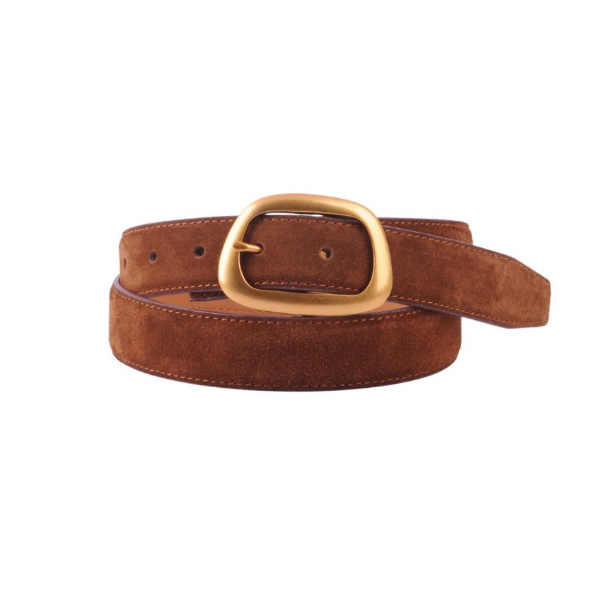 Suede Belt with Organic Shape Buckle