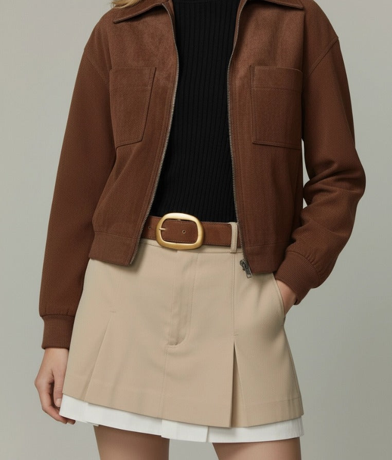 Suede Belt with Organic Shape Buckle
