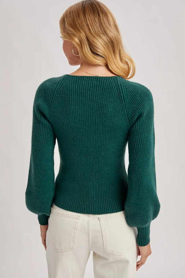 Sweetheart Neck Bishop Sleeve Sweater - The Tiny Details