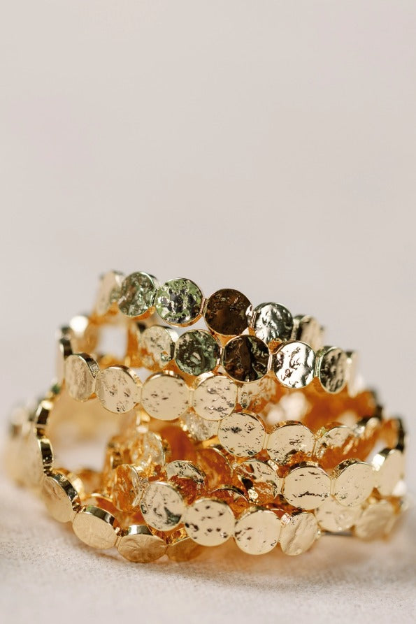 Hammered Gold Scalloped Hoops