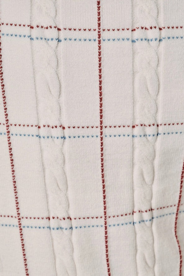 Preppy Plaid Cable Knit Top