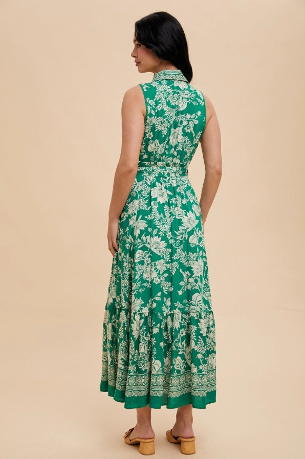 Border Print Button Down Maxi Dress - The Tiny Details