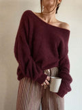 Angora Dolman Sleeve Off Shoulder Sweater