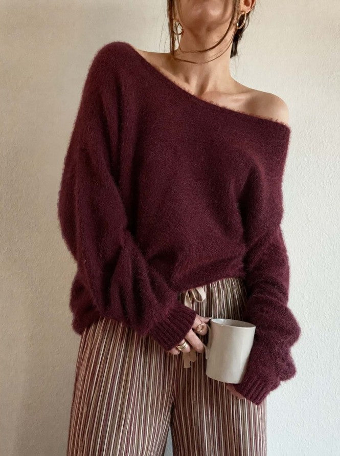 Angora Dolman Sleeve Off Shoulder Sweater